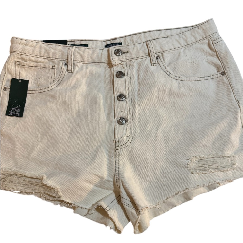 Wild Fable Off-White Button-Fly Jean Shorts - Picture 3 of 6